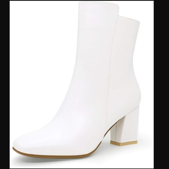 NEW Womens Ada Fashion Square Toe Ankle Boots Low Block Heel Short Boots - Picture 1 of 4